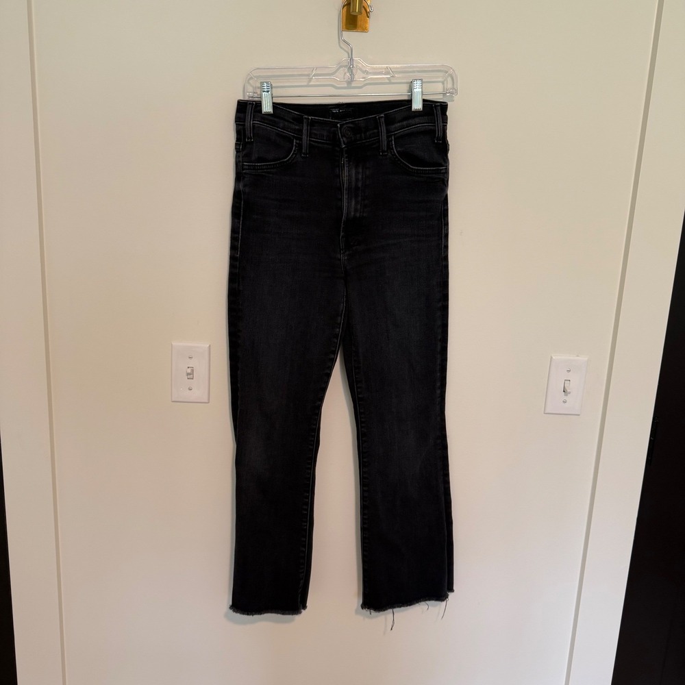 Mother The Hustler Ankle Fray Jeans Encounters At Night Black Size 28